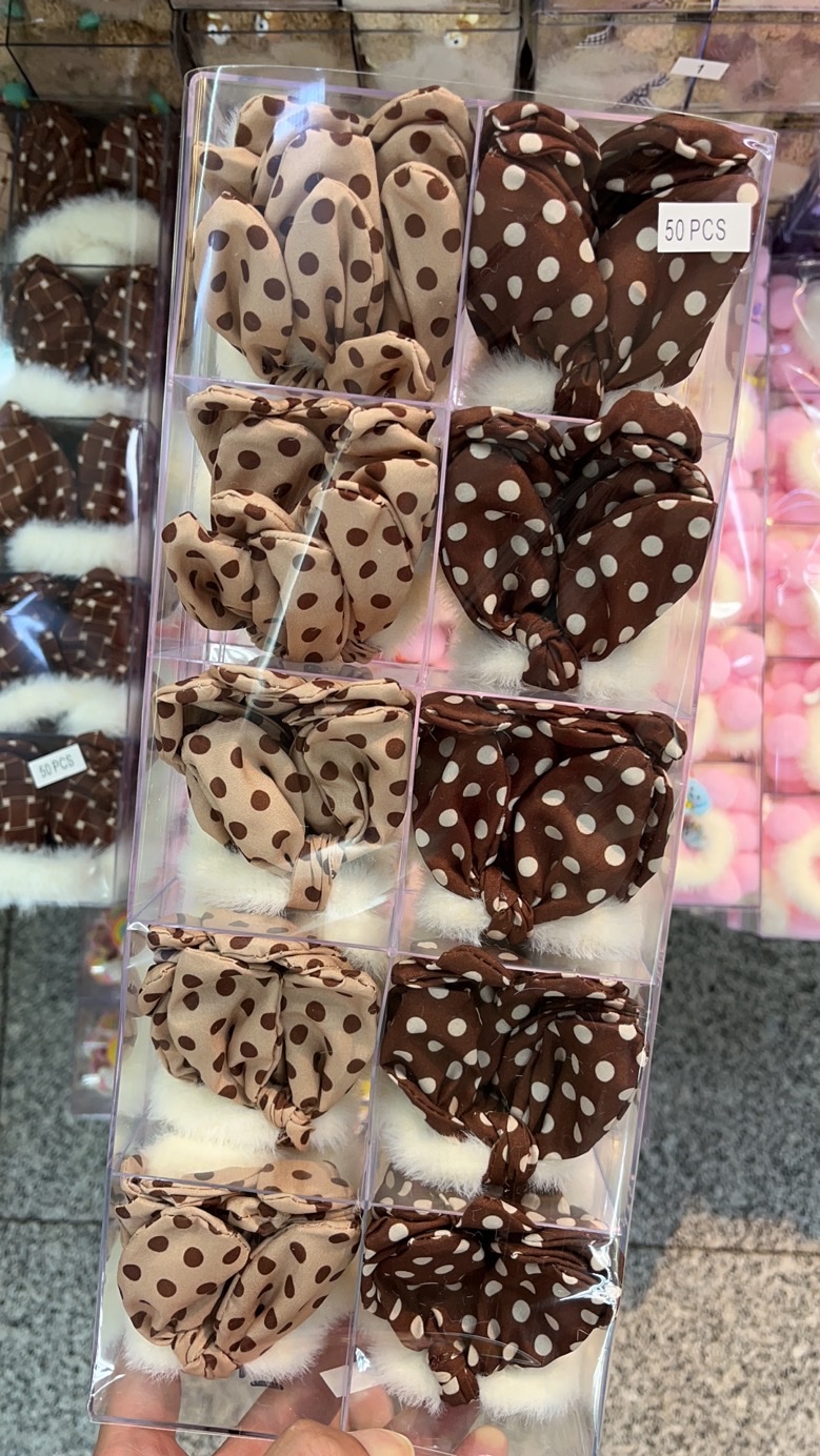 【50 Sets 】 Korean new rabbit-ear hair band bestseller, plush hair tie and leather band