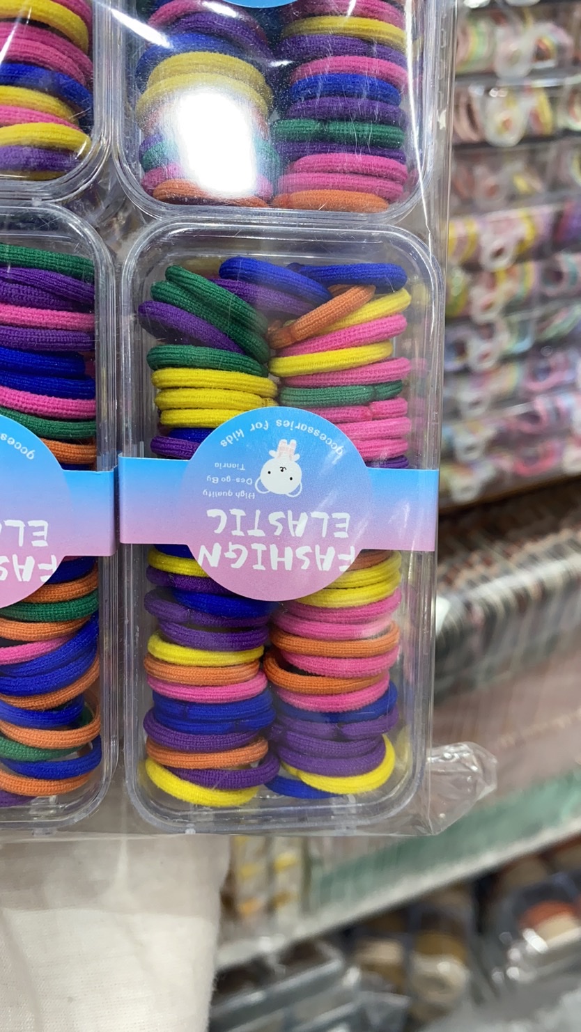 儿童皮筋/不伤发皮筋/收纳盒发圈白底实物图