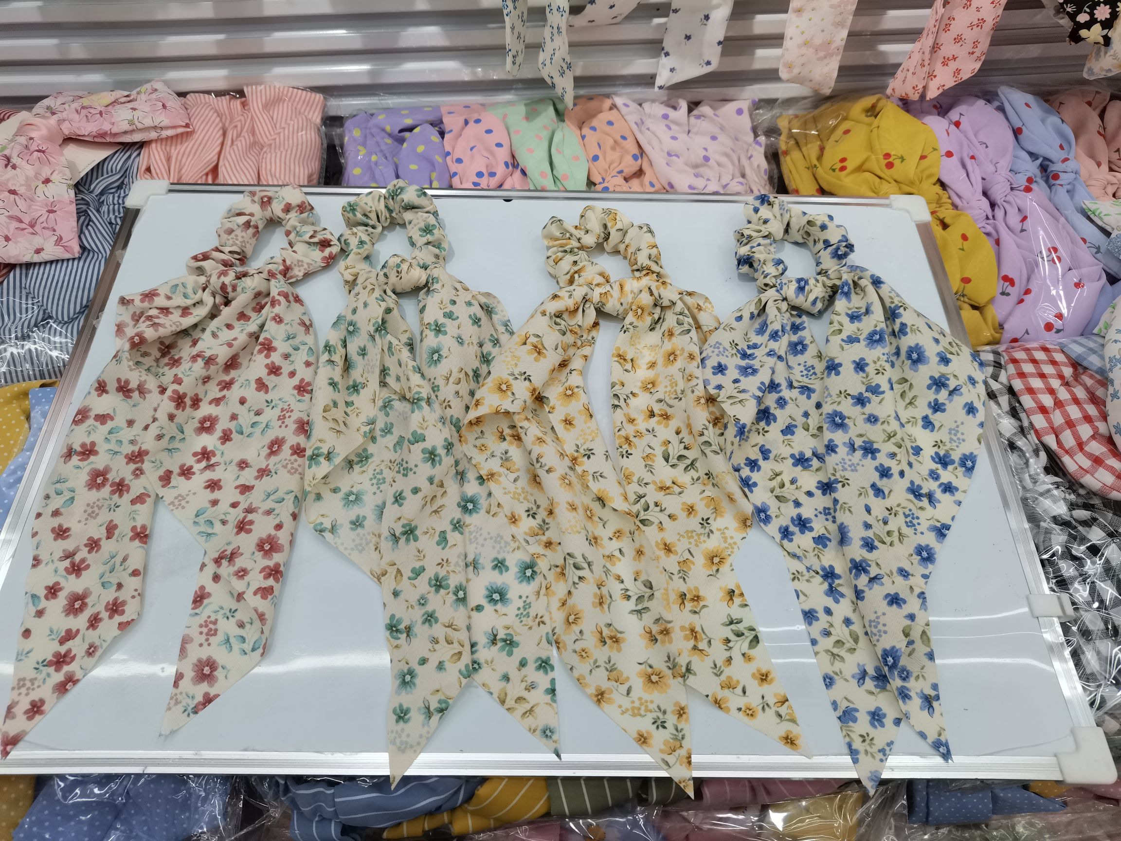 浩浩饰品2022年新款网红暴款韩版流行小碎花飘带发圈头饰