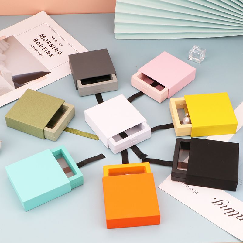 首饰盒收纳盒防氧化抽屉式新款精致高档pe薄膜悬浮盒包装饰品盒子