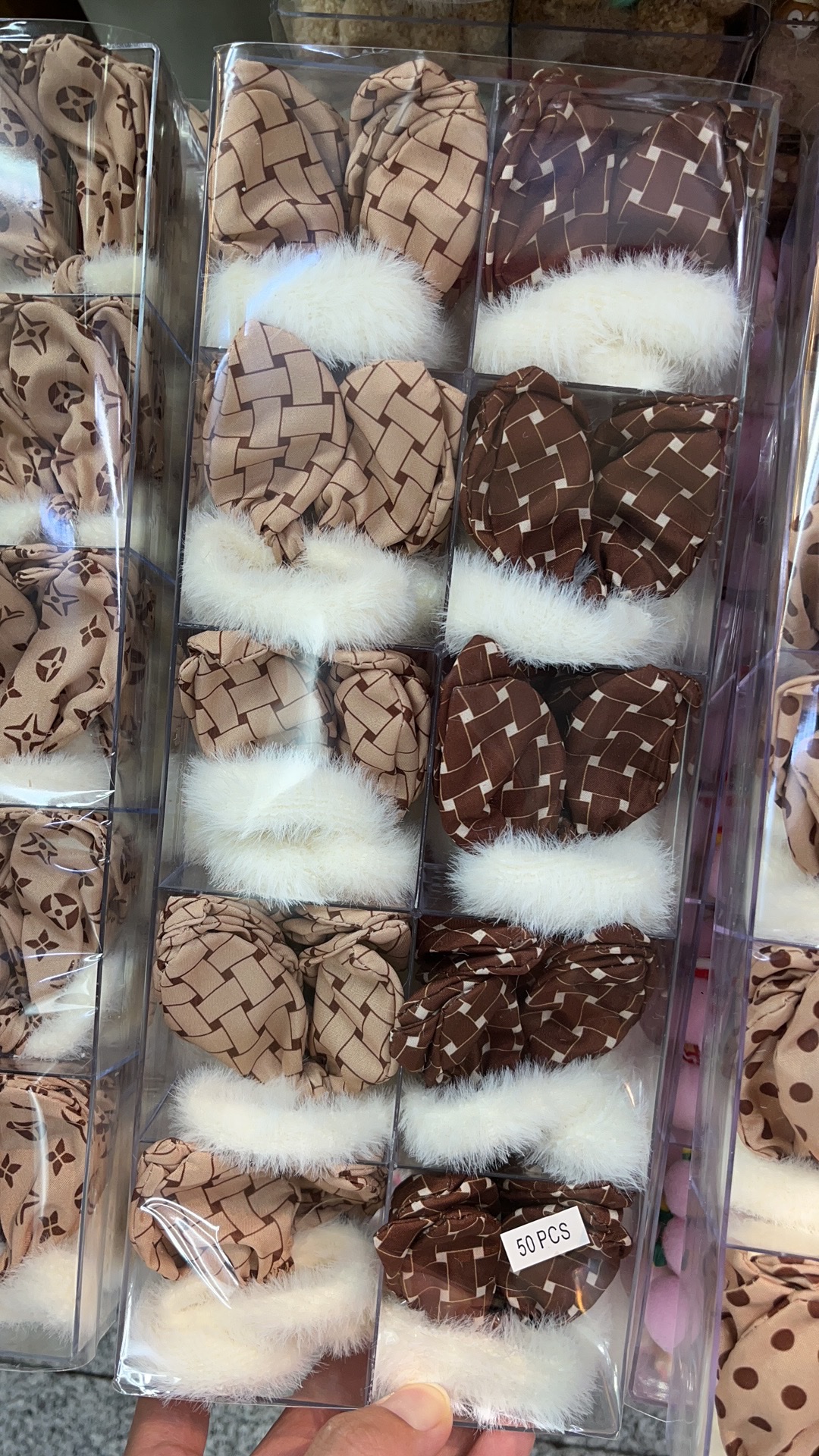 【50 Sets 】 Korean new rabbit-ear hair band bestseller, plush hair tie and leather band Specification image