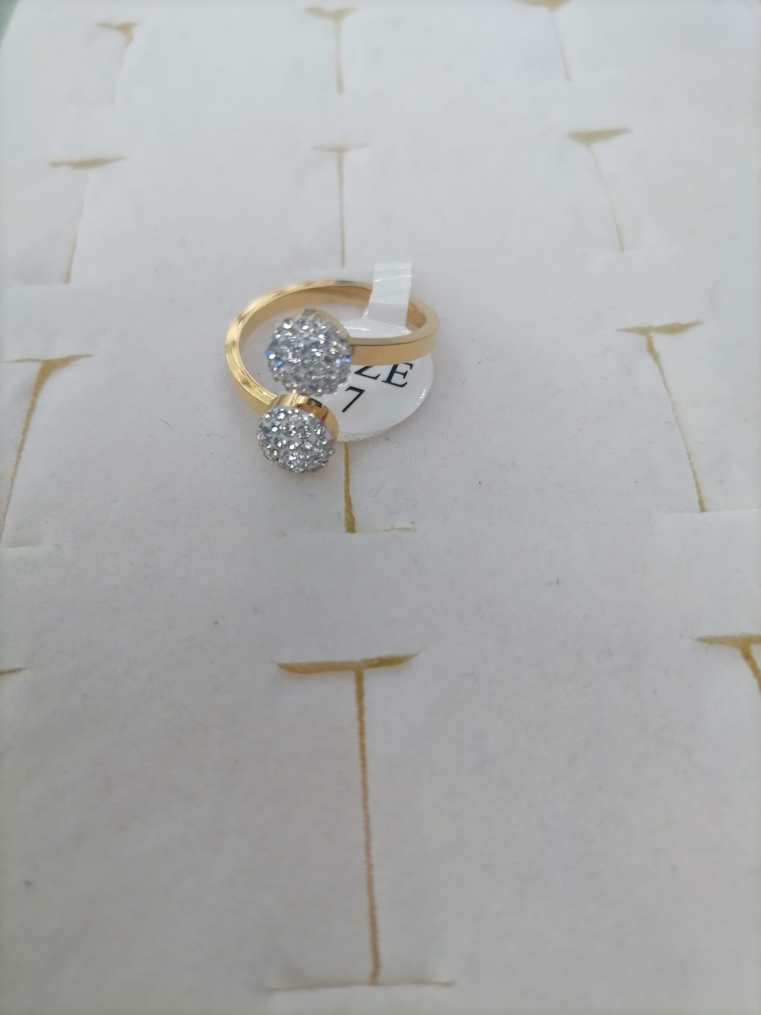 Titanium steel gold front opening double diamond ball ring, Red Star Jewelry 03-104 detail image 3