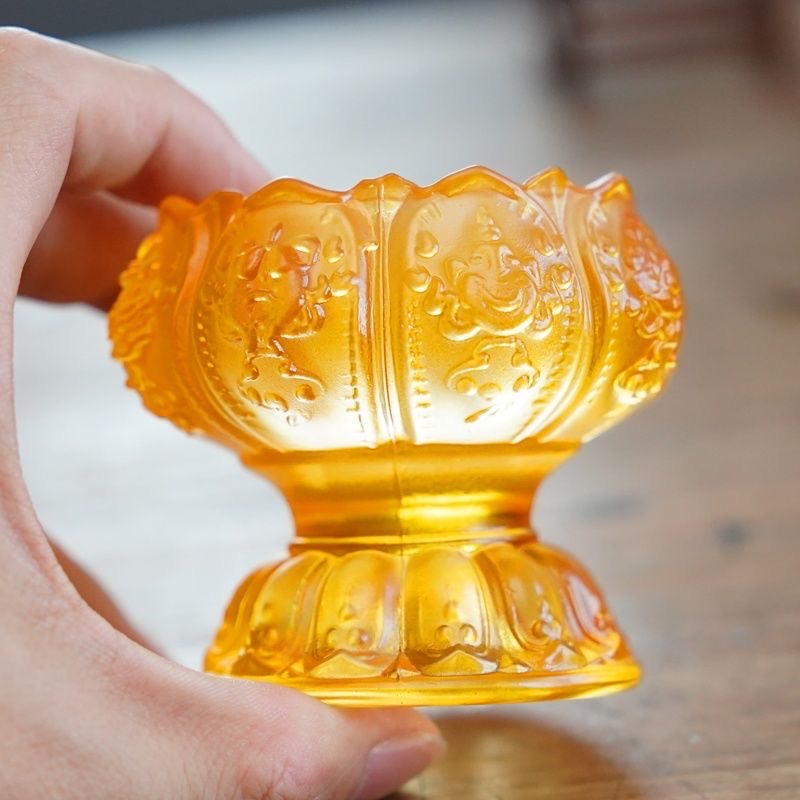 Seven-color glazed lotus candlestick, butter lamp base, lotus lamp, Buddhist offerings for Buddha Specification image