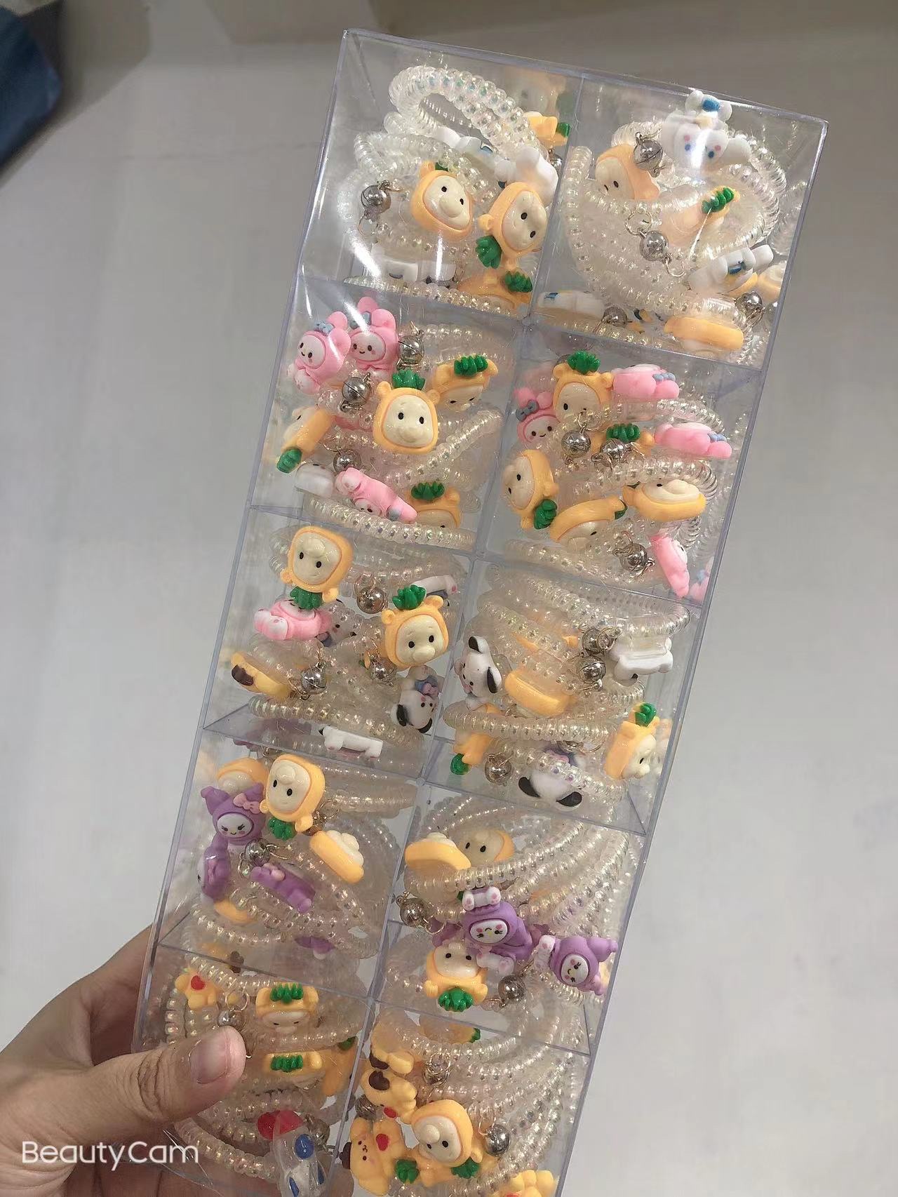 【100 Sets 】 Best-selling Winnie the Pooh Hair Band, rubber band and magnet couple Style hair tie Specification image