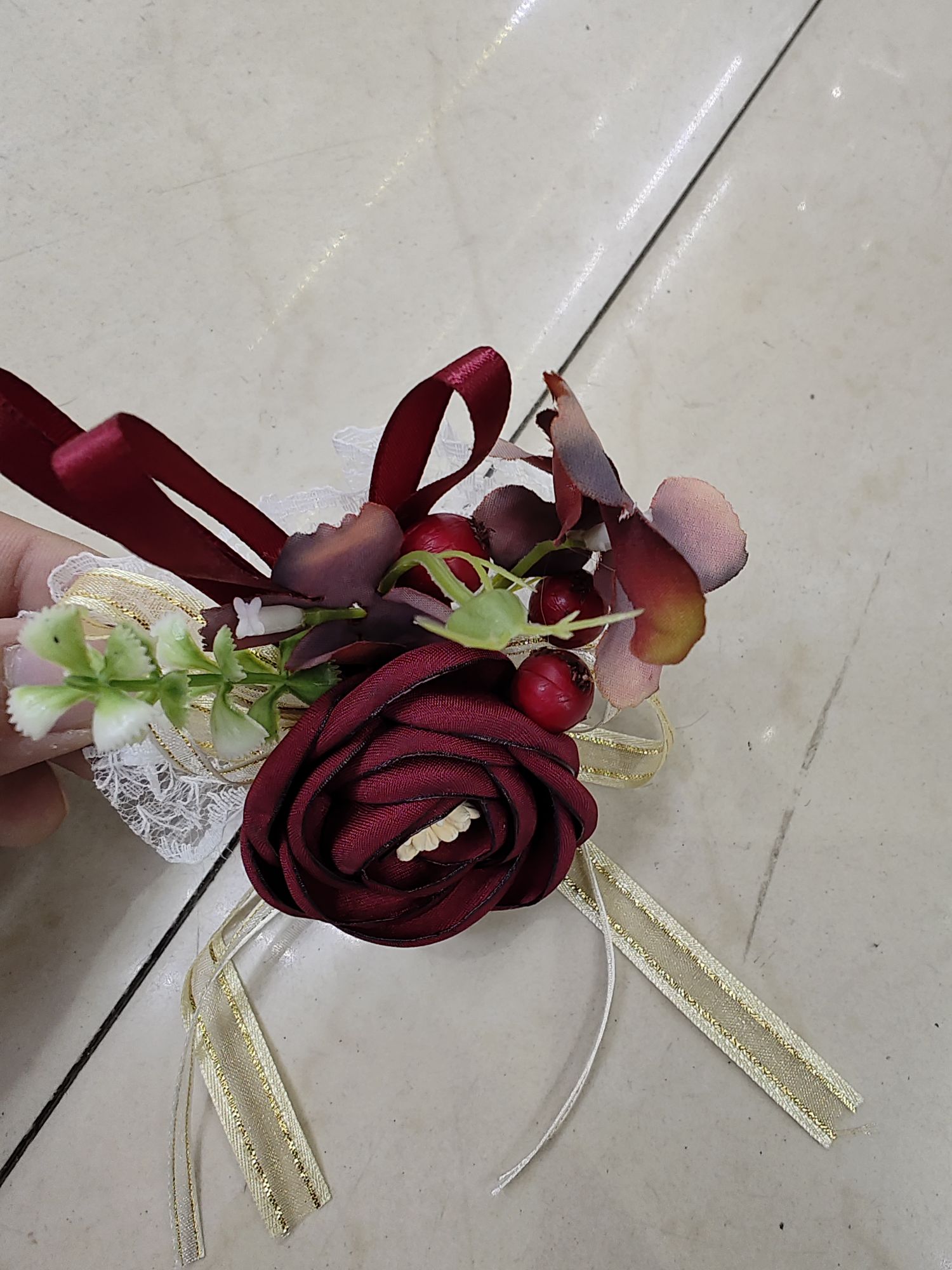 新款婚庆装饰品 新娘手腕花姐妹团手花伴娘伴郎胸花仿真花 胸针厂家批发唯爱详情图2