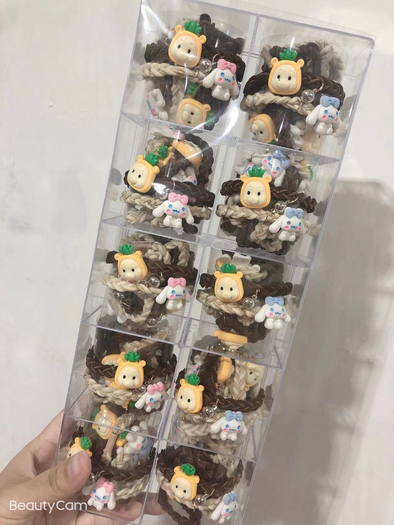 【100 Sets 】 Best-selling coffee-colored pineapple bear leather band magnetic hair tie headwear details Picture