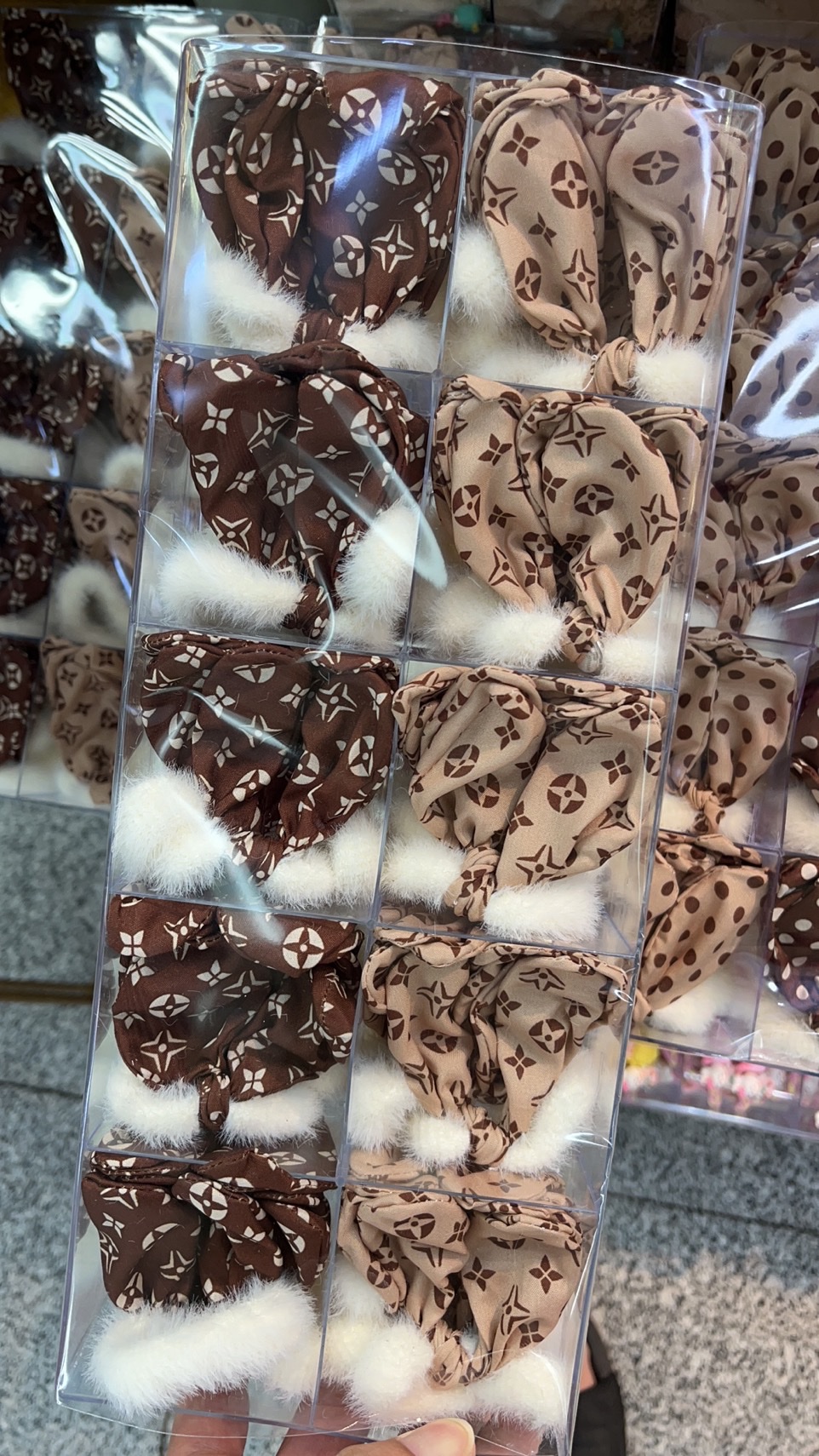 【50 Sets 】 Korean new rabbit-ear hair band bestseller, plush hair tie and leather band details Picture