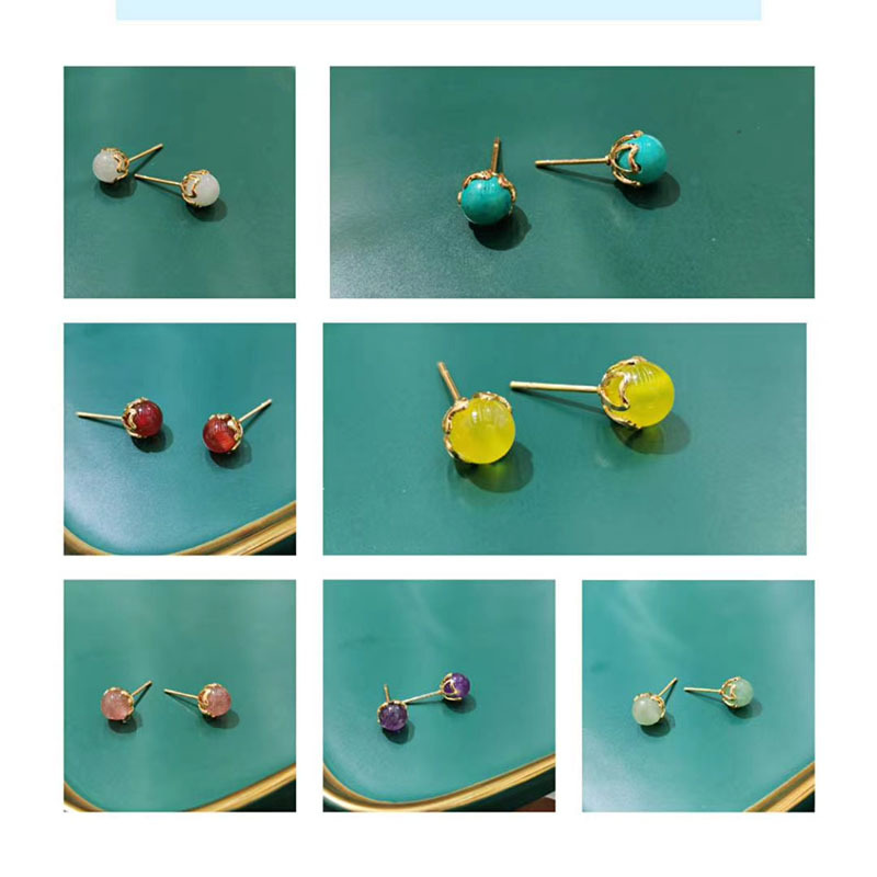 New Korean version, simple and elegant, heart-shaped crystal stud earrings, handcrafted pearl 14K gold-plated, non-fading, anti-allergy stud earrings Specification image