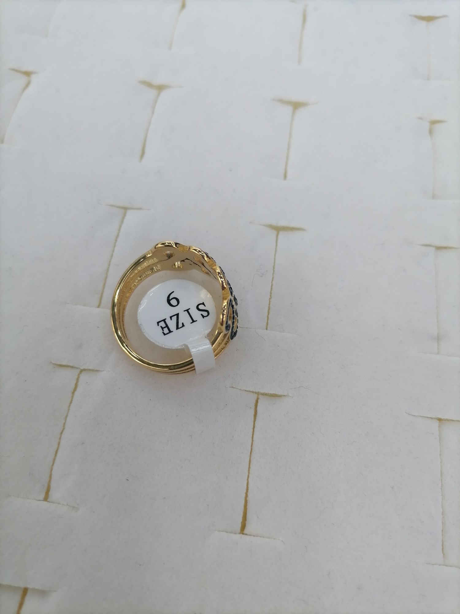 Titanium steel gold 4S shaped fixed ring with three-layer diamond ring, Red Star Jewelry 03-107 detail image 3