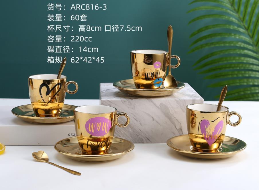 Reflection cup, mirror cup, 90ml Italian espresso cup, European-style small luxury, internet-famous exquisite coffee cup detail image 2