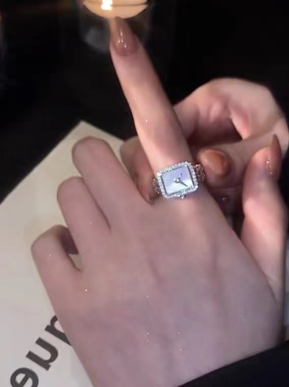 欣艾恋–0014复古手表型戒指可调节时尚金银两色个性小众设计开口指环详情图3