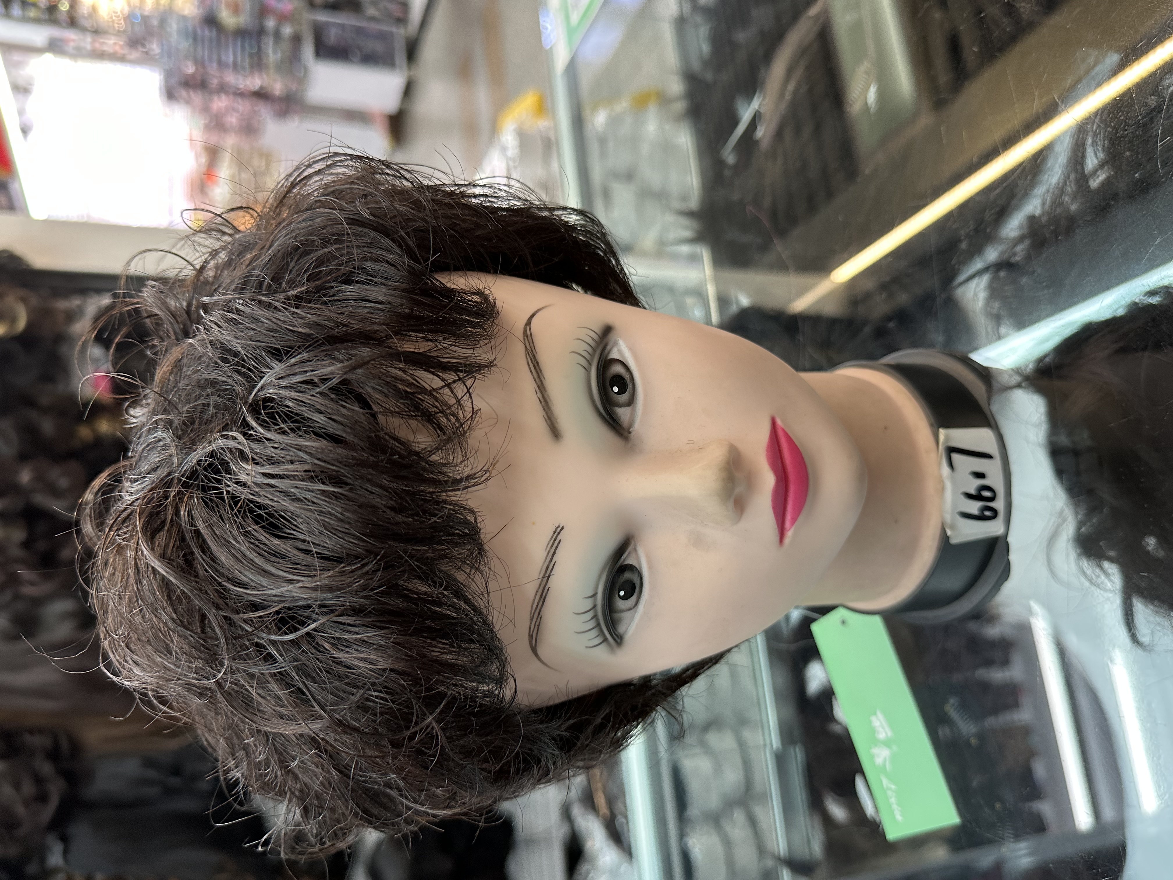 Peluca mujer pelo corto pelo rizado corto cabello real cabello medio edad mamá Señora Peluca peluca mujer full head set 8 Specification image