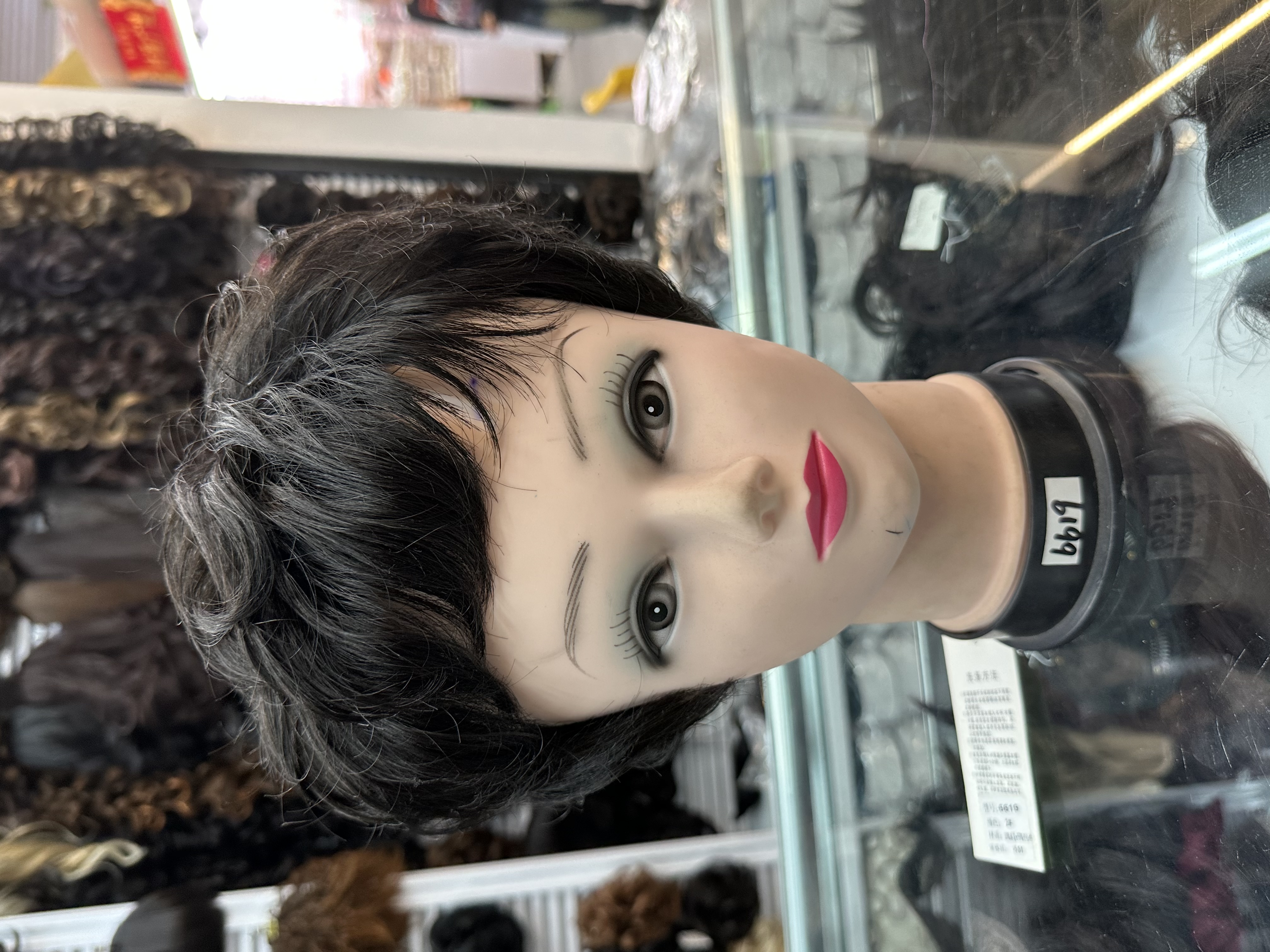 Peluca mujer pelo corto pelo rizado corto cabello real cabello medio edad mamá Señora Peluca peluca mujer full head set 8