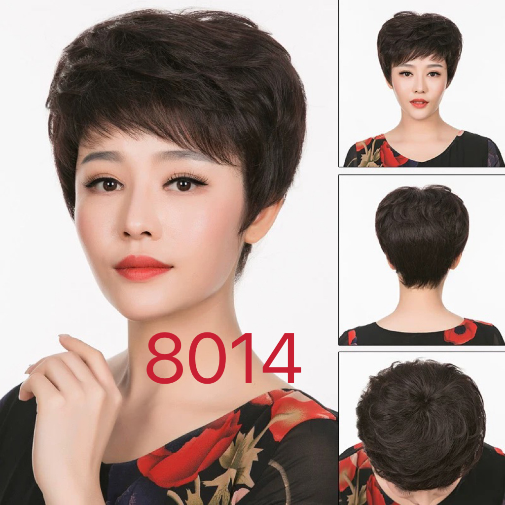 Wig for women, short hair, short curly hair, real hair strands, middle-aged and elderly mothers, ladies, fluffy full real hair, wig for women, full head set 10