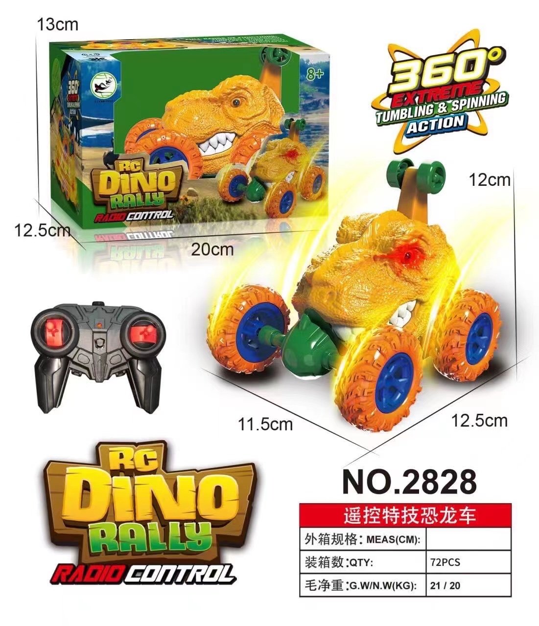 Remote-controlled dinosaur car