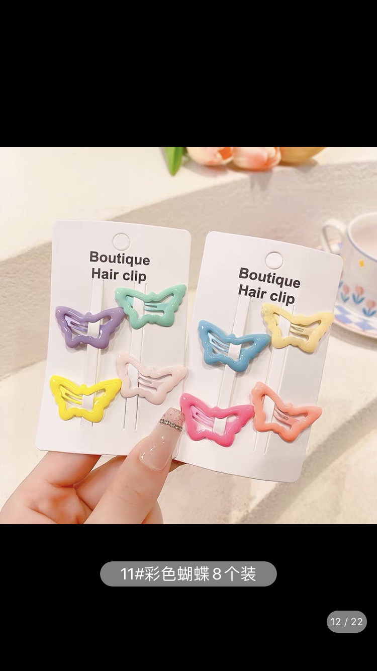 美美饰品01夹子铁饰品滴油糖果色蝴蝶BB夹子韩版。