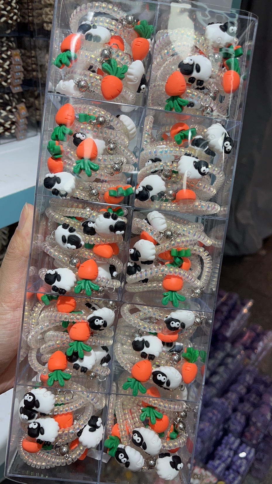 【100 Sets 】 Best-selling Sheep, Sheep head rope couple style magnetic bracelet, new telephone line rubber band hair accessory Specification image