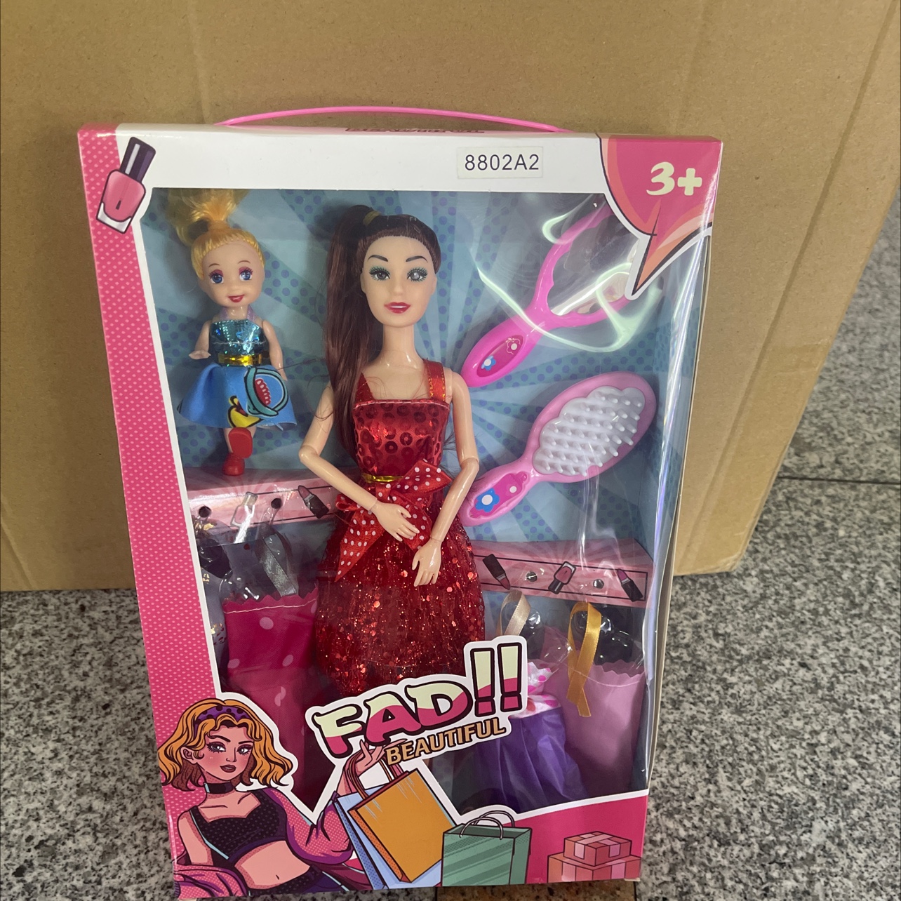 2022-4A new doll set. Accessory little doll. Comb and mirror, new doll set with clothes and accessories, solid doll, random hair. details Picture