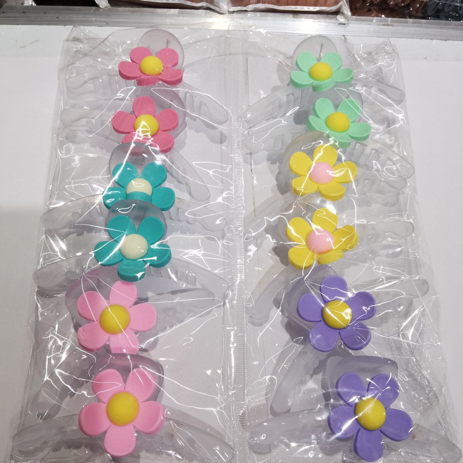 Haishen Jewelry transparent matte colorful Internet celebrity bestseller, popular Korean version with accessories, flower color double-layer hair clip, come for a bath details Picture