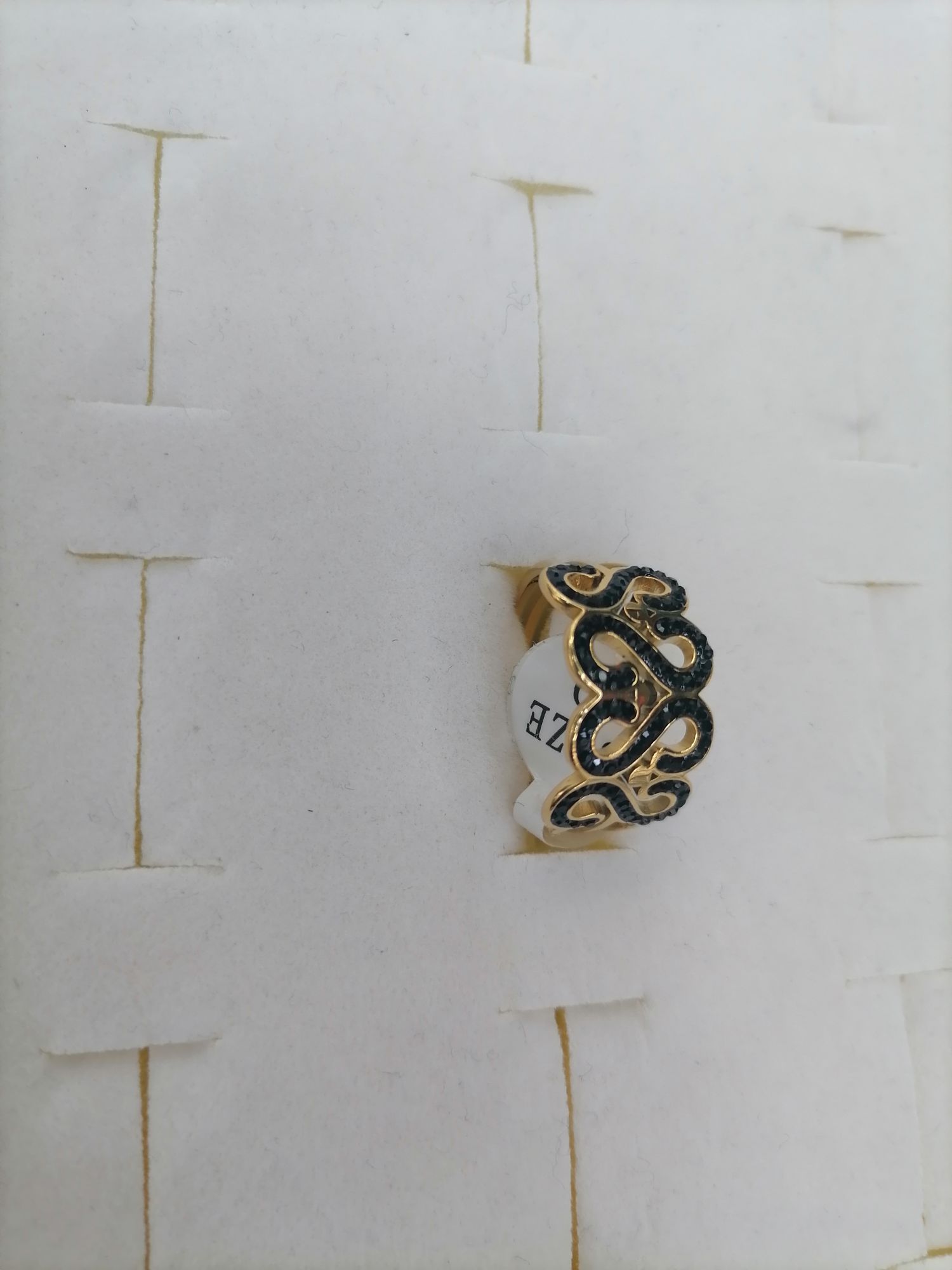 Titanium steel gold 4S shaped fixed ring with three-layer diamond ring, Red Star Jewelry 03-107 details Picture