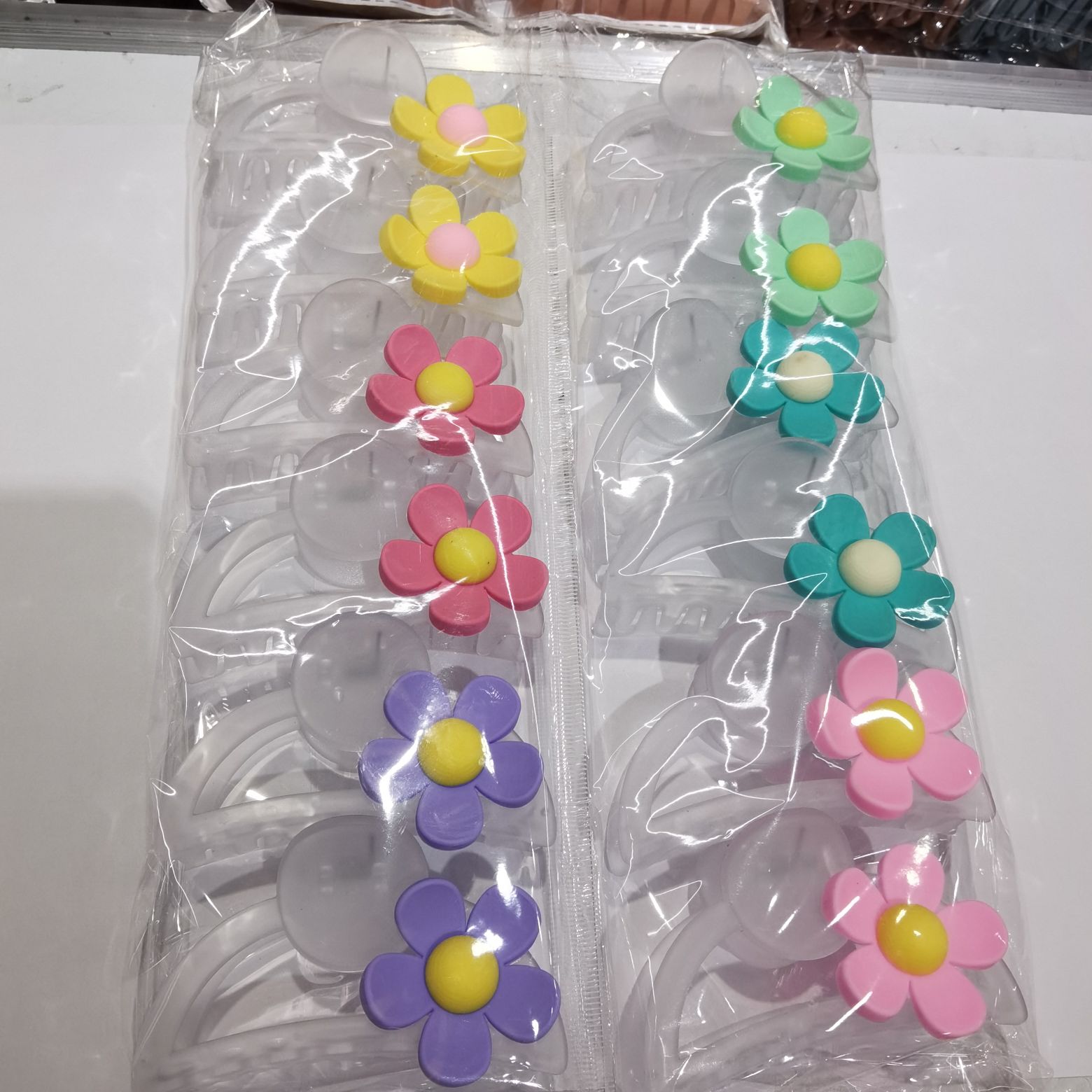 Haishen Jewelry transparent matte colorful Internet celebrity bestseller, popular Korean version with accessories, flower color double-layer hair clip, come for a bath Specification image
