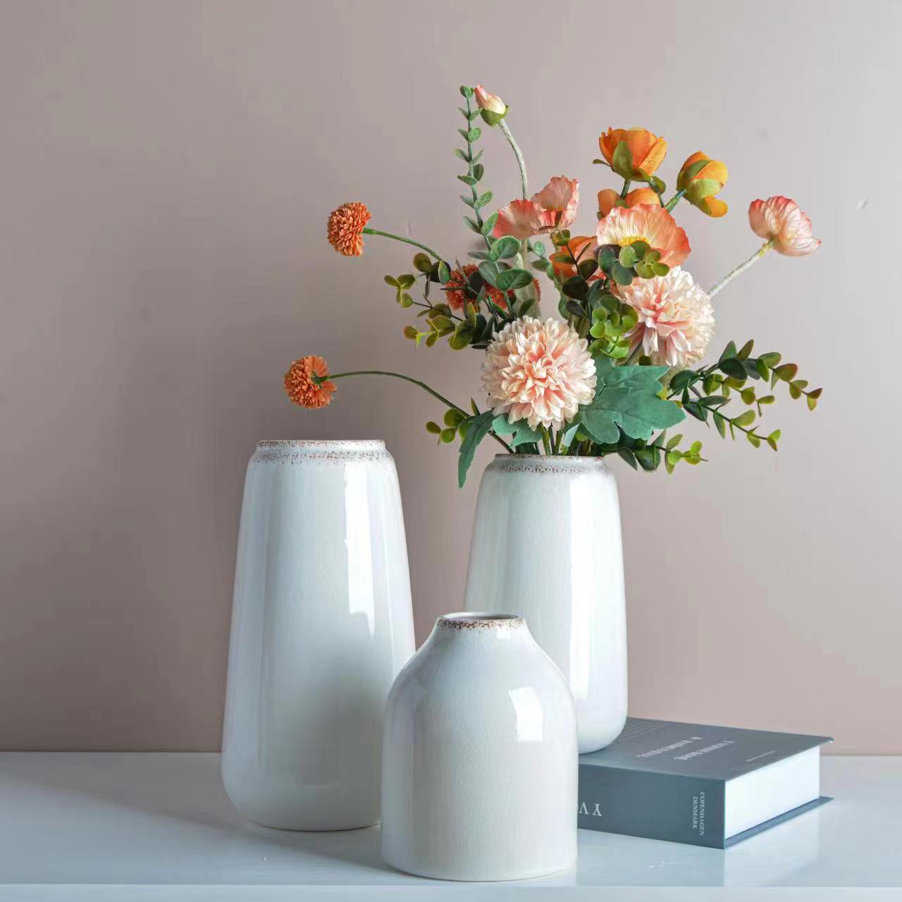 田园冰裂小号陶瓷花瓶 仿古做旧花盆 水养 北欧现代创意家居客厅餐厅干花装饰摆件详情图2