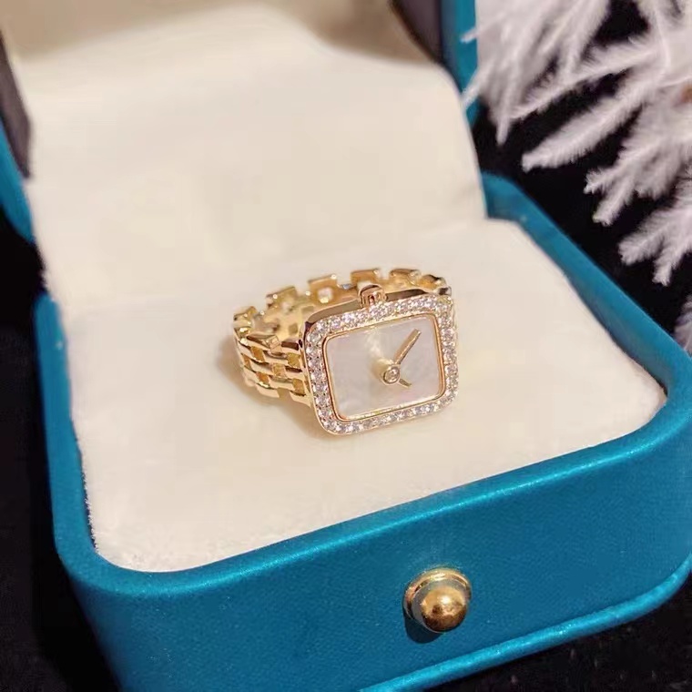 欣艾恋–0014复古手表型戒指可调节时尚金银两色个性小众设计开口指环详情图4