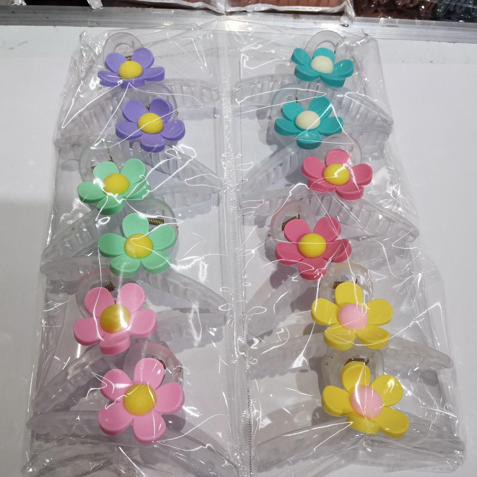 Haishen Jewelry transparent matte colorful Internet celebrity bestseller, popular Korean version with accessories, flower color double-layer hair clip, come for a bath Item Picture