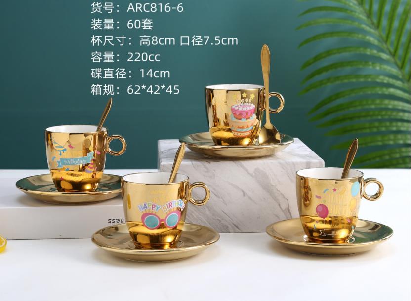 Reflection cup, mirror cup, 90ml Italian espresso cup, European small luxury, internet-famous exquisite coffee cup, ins style detail image 2