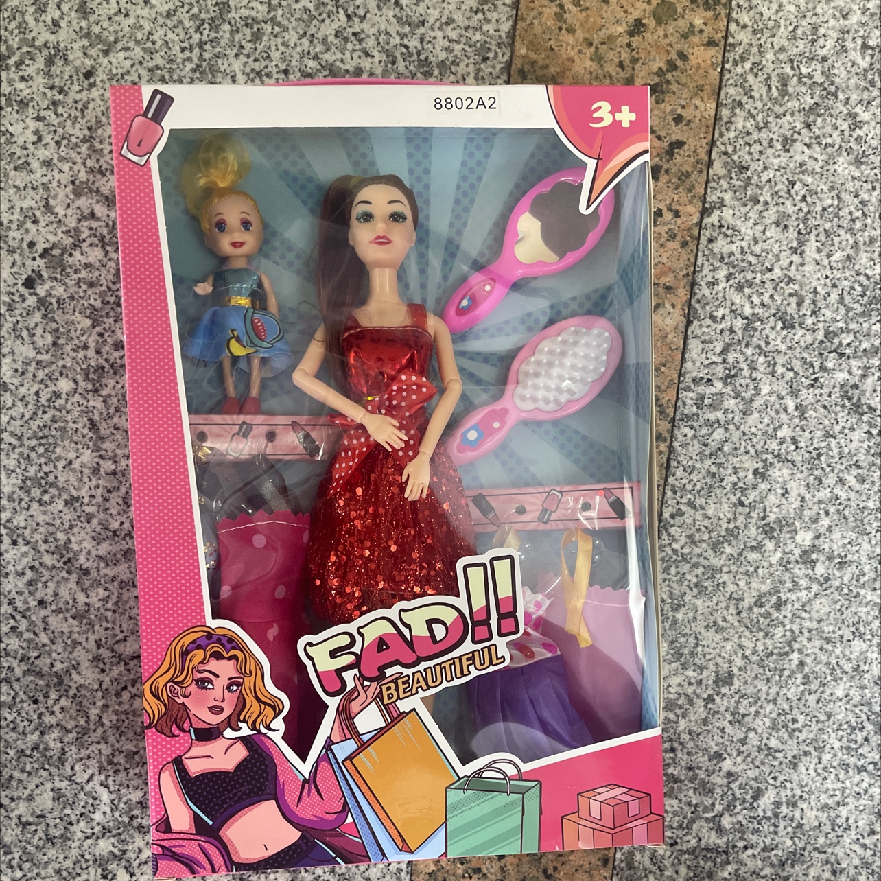 2022-4A new doll set. Accessory little doll. Comb and mirror, new doll set with clothes and accessories, solid doll, random hair. detail image 1
