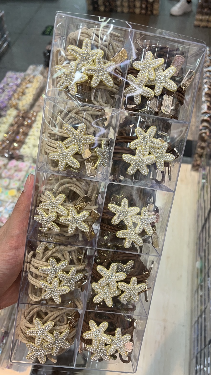 【100 Sets 】 Korean version pearl hair tie, new heart-shaped rubber band five-pointed star hair tie accessory details Picture