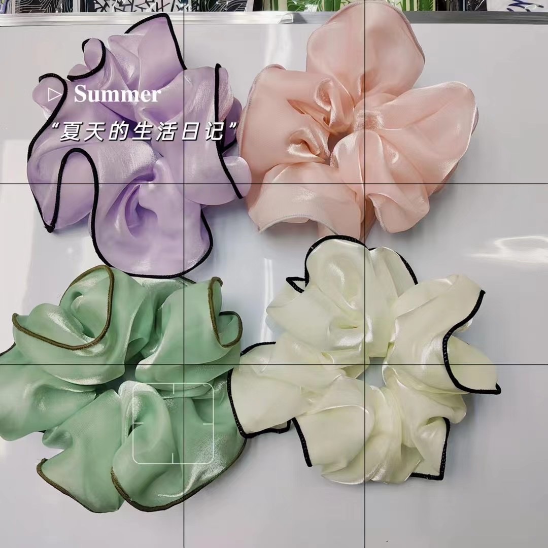 Yuhan Accessories, the same style as the Internet celebrity, stylish and fashionable solid color six-color large intestine circle, bun head, low ponytail hair band, 53