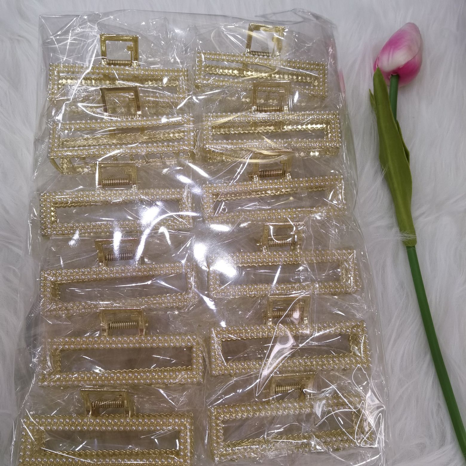 A 11-centimeter double-row diamond alloy semi-circle, a popular and trendy Korean-style fashion item from Haishen Jewelry Item Picture