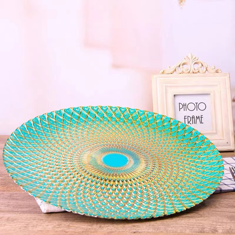 قرص فاكهة بلوري كبير من الطراز الأوروبي، طبق حلوى الأناناس الخضراء Item Picture