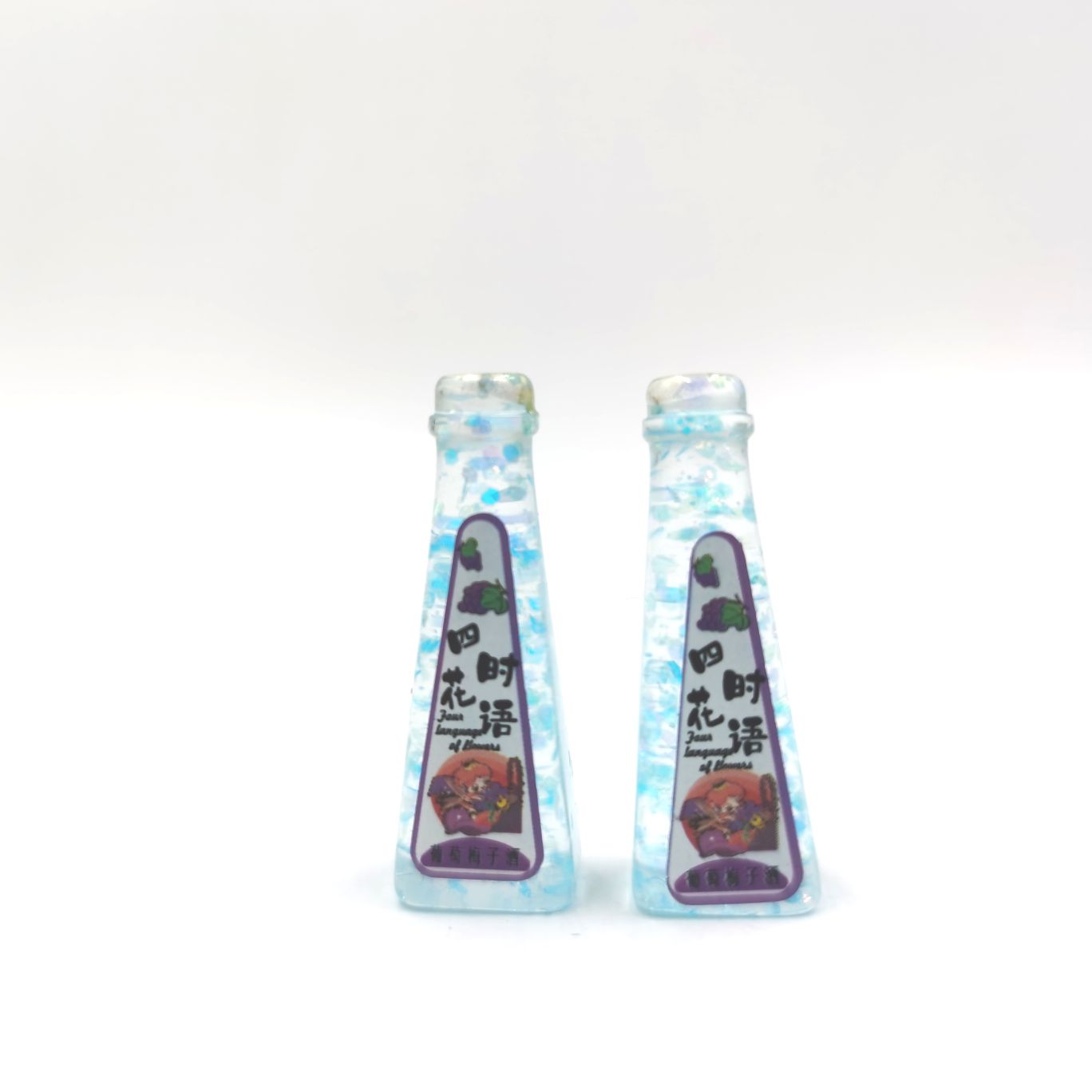 Resin accessories, mobile phones, refrigerators, patch materials, DIY handcrafted small bottles, wine bottles, simulation toys, accessories, beverage bottles, food and play ornaments, mixed packaging, clear packaging wholesale, four seasons flower language, 500 pieces per package details Picture