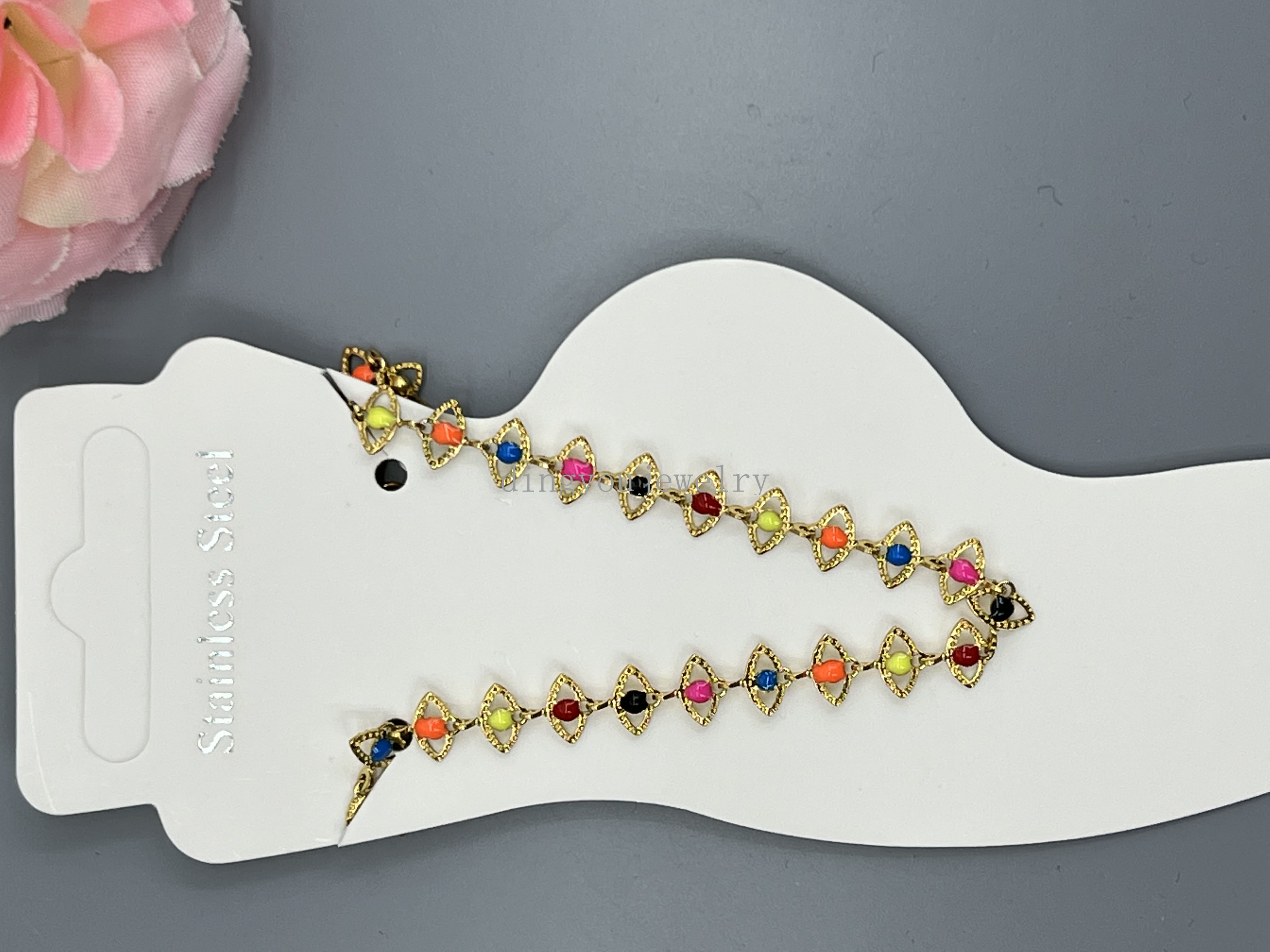 The new stainless steel five-color auspicious cloud foot lotus is the top choice for fashionable and trendy live streaming from Dingyou 0-389 details Picture