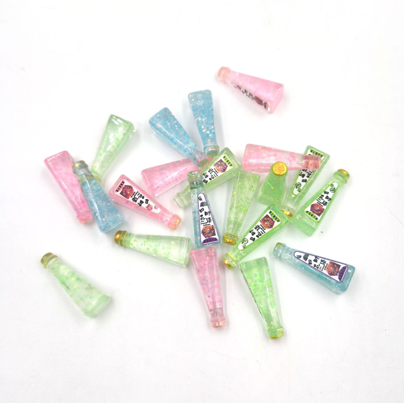 Resin accessories, mobile phones, refrigerators, patch materials, DIY handcrafted small bottles, wine bottles, simulation toys, accessories, beverage bottles, food and play ornaments, mixed packaging, clear packaging wholesale, four seasons flower language, 500 pieces per package
