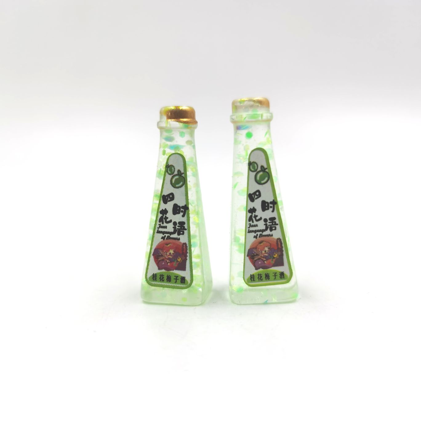 Resin accessories, mobile phones, refrigerators, patch materials, DIY handcrafted small bottles, wine bottles, simulation toys, accessories, beverage bottles, food and play ornaments, mixed packaging, clear packaging wholesale, four seasons flower language, 500 pieces per package Specification image