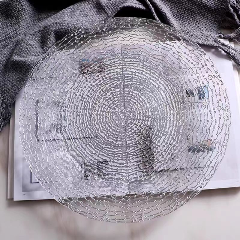 玻璃盘子金色边纹理欧式草帽西餐盘垫盘家用冷盘牛排沙拉盘甜品盘详情图6