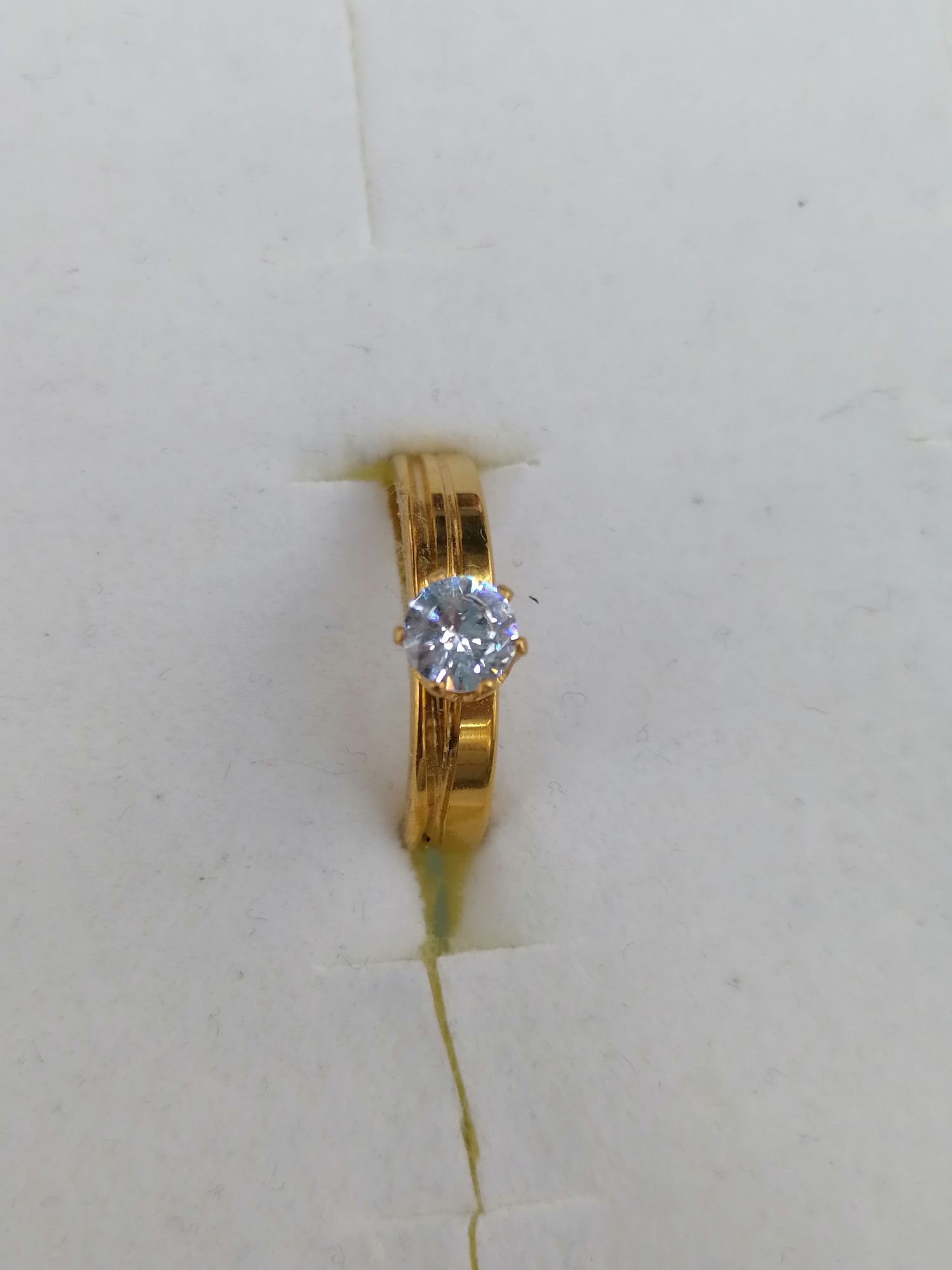 Titanium steel gold half printed and half flat, six-prong diamond series, Red Star Jewelry 004-022 details Picture