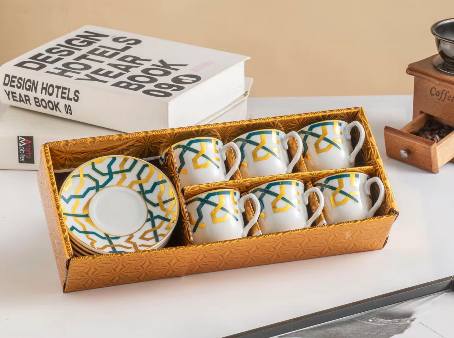 Coffee Cup 6 Cups 6 Saucer Coffee Cup Saucer Set Export Middle East Coffee Cup Saucer Ceramic Cup Application Scenario
