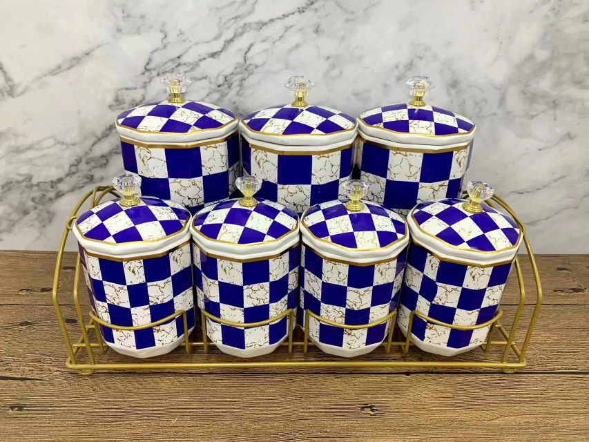 Ceramic Storage 7-Piece Storage Jar Sealed Jar Ceramic Cup 6 Cups 6 Saucers Coffee Set With Rack Coffee Cup Saucer Set Application Scenario