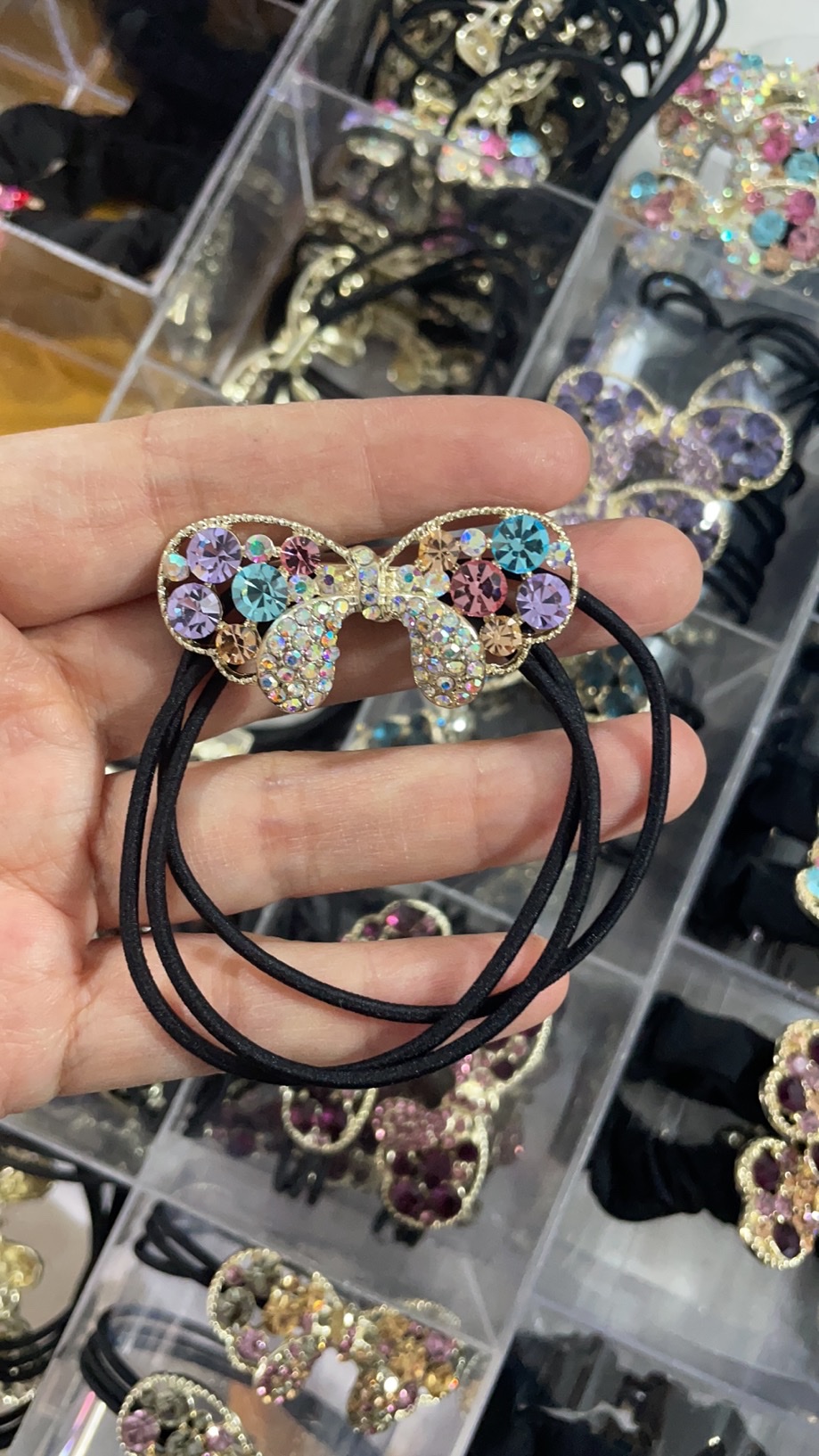 进口奥钻合金小领结皮筋冰丝皮筋头绳发圈头饰毛巾圈闪亮饰品慕名003