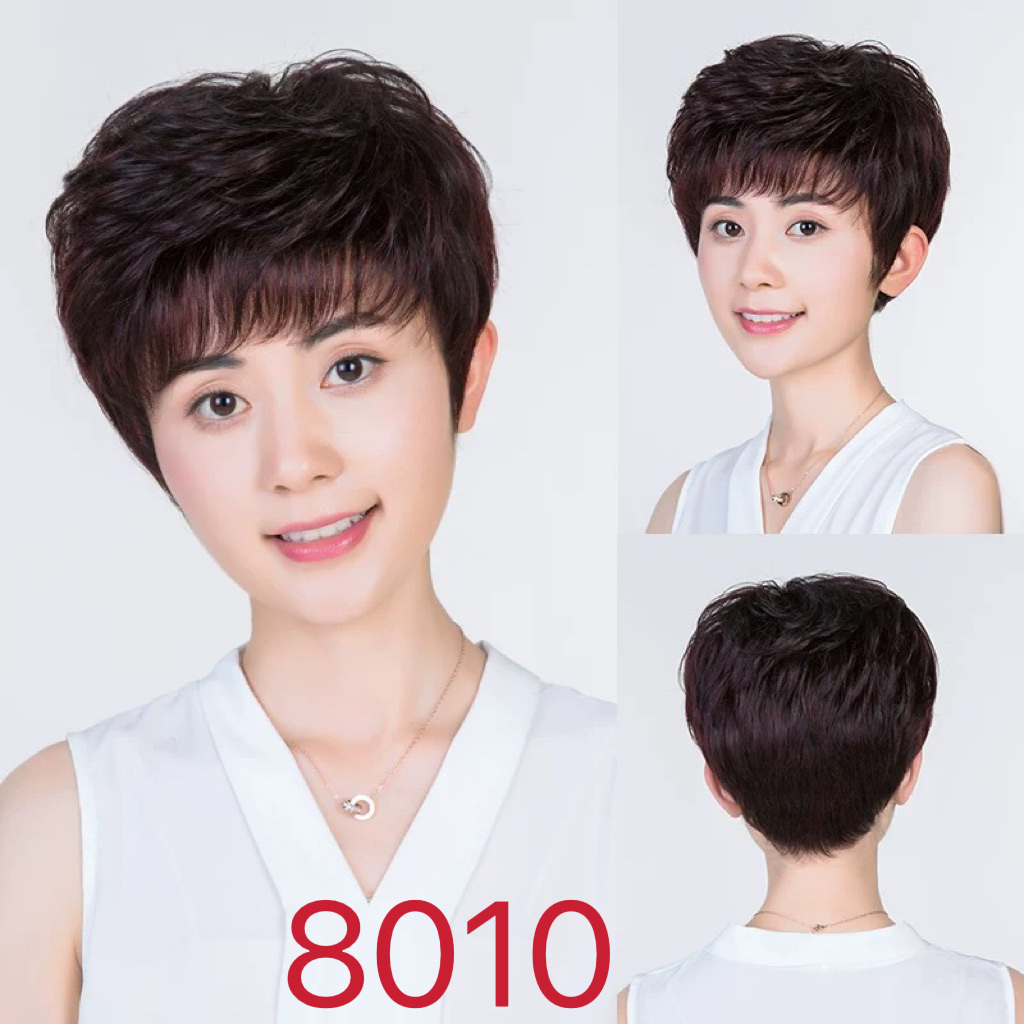 High-end full-length wig for women with short hair, natural round face Bob, full real hair strands, medium-long hair fashion wig xzd details Picture