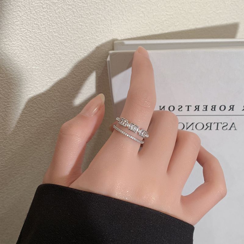 欣艾恋-0013新款锆石戒指女时尚开口可调节ins小众设计食指戒金银双色可选