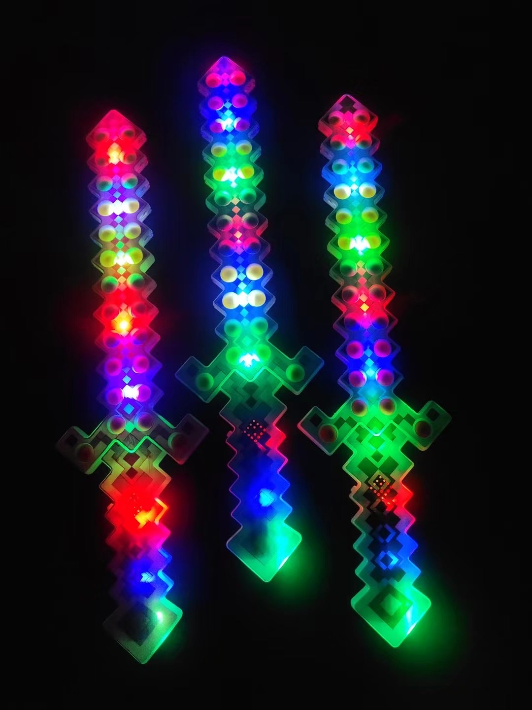 In my World, there are glowing swords, flashing sticks, glowing toys, flamingos, and flashing sticks details Picture