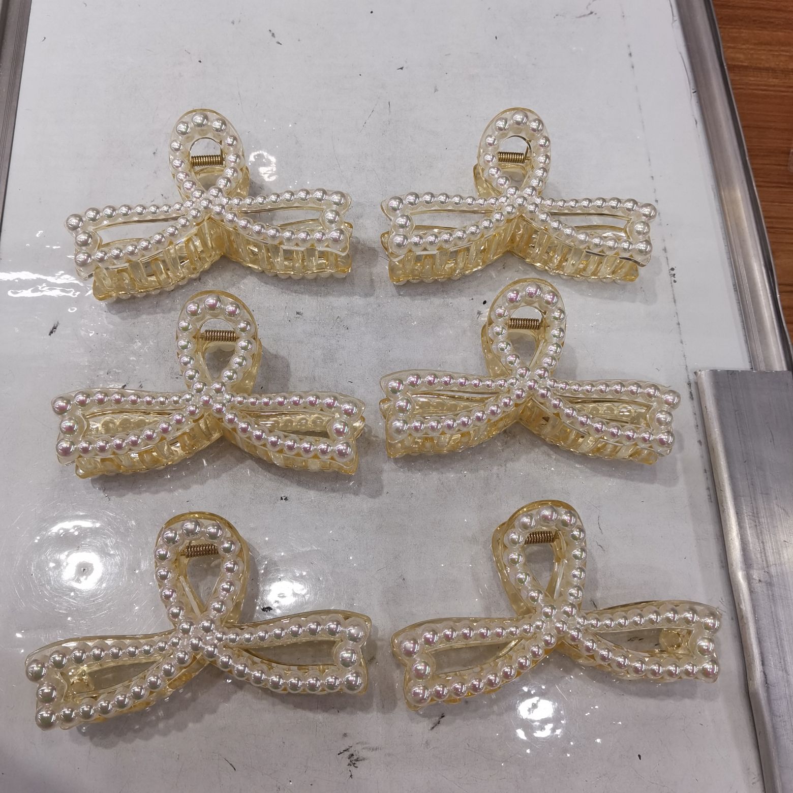 13 cm popular and trendy Korean style fashion classic Korean style fashion imitation alloy pearl large claw Champagne Mermaid pearl Korean popular hair clip
