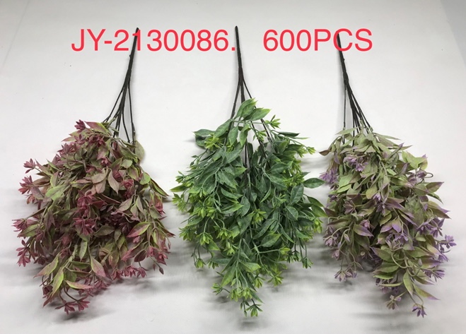 广东仿真花嘉盈花艺塑料水草5头发毛料百合草JY-2130086
