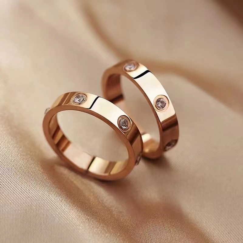 A trendy, simple and individualistic titanium steel full diamond ring for women on Instagram, with a cold style and a niche design. It's a trendy food details Picture