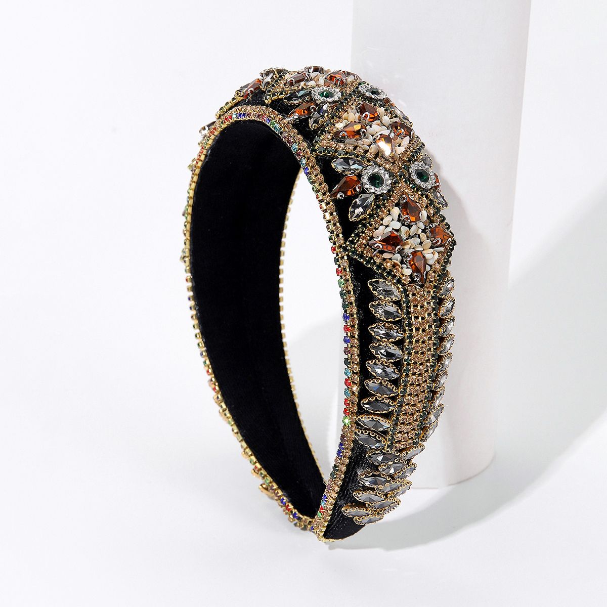 The light luxury Baroque water diamond sponge hairband for women, with wide edges pressing hair, makes the face look small and elegant. The headband and hair accessory are trendy detail image 3